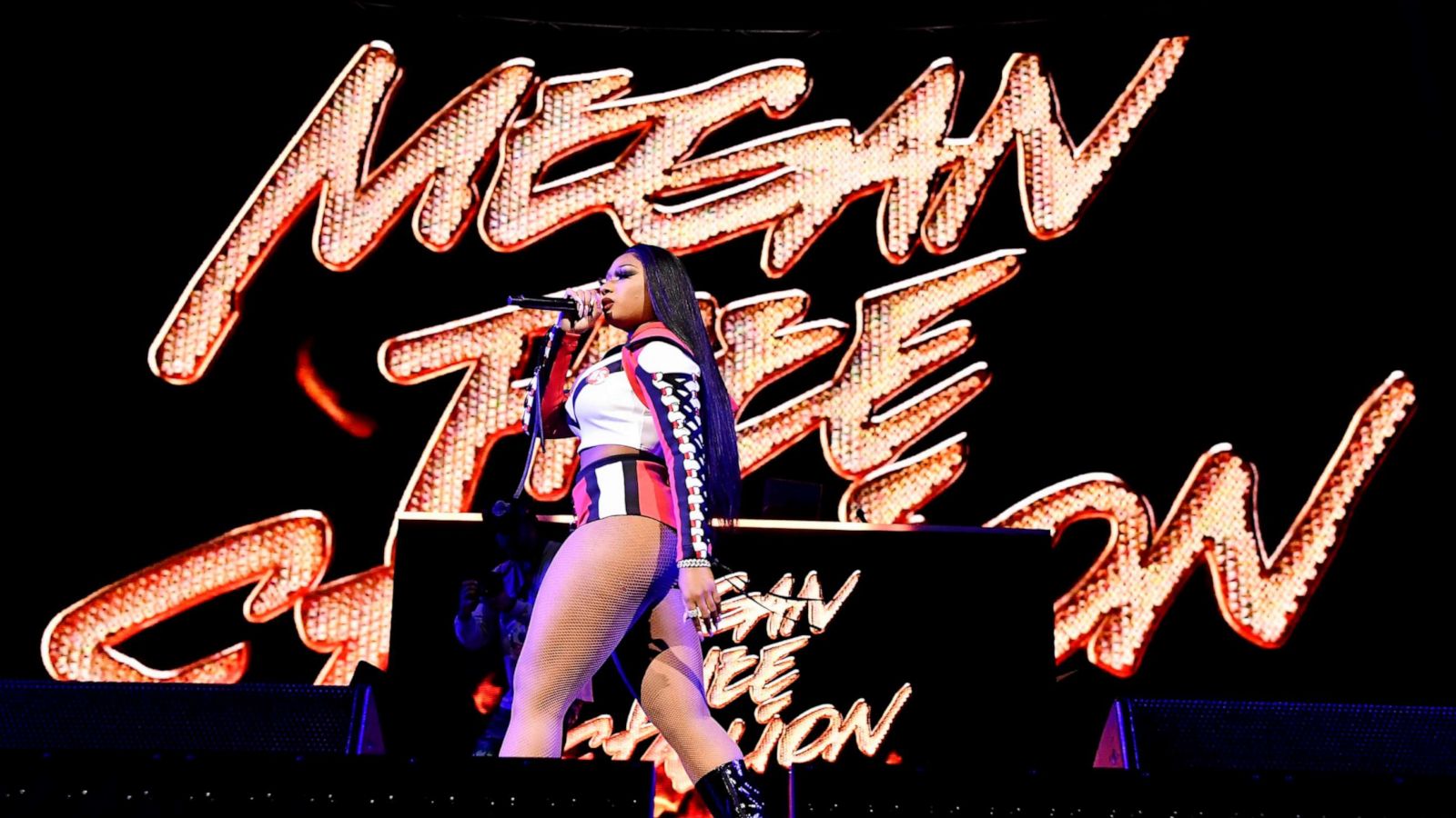 PHOTO: Megan Thee Stallion performs onstage during the EA Sports Bowl at Bud Light Super Bowl Music Fest on Jan. 30, 2020 in Miami.