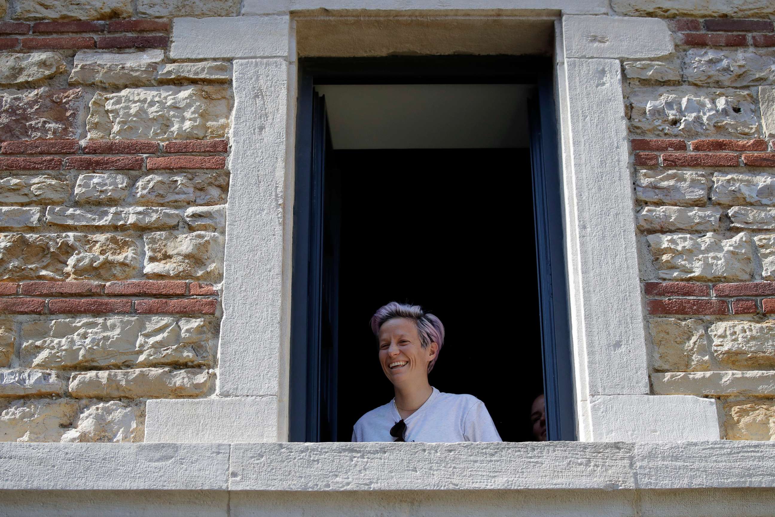 PHOTO: Megan Rapinoe at a hotel during a media availability in Lyon, France, July 5, 2019.