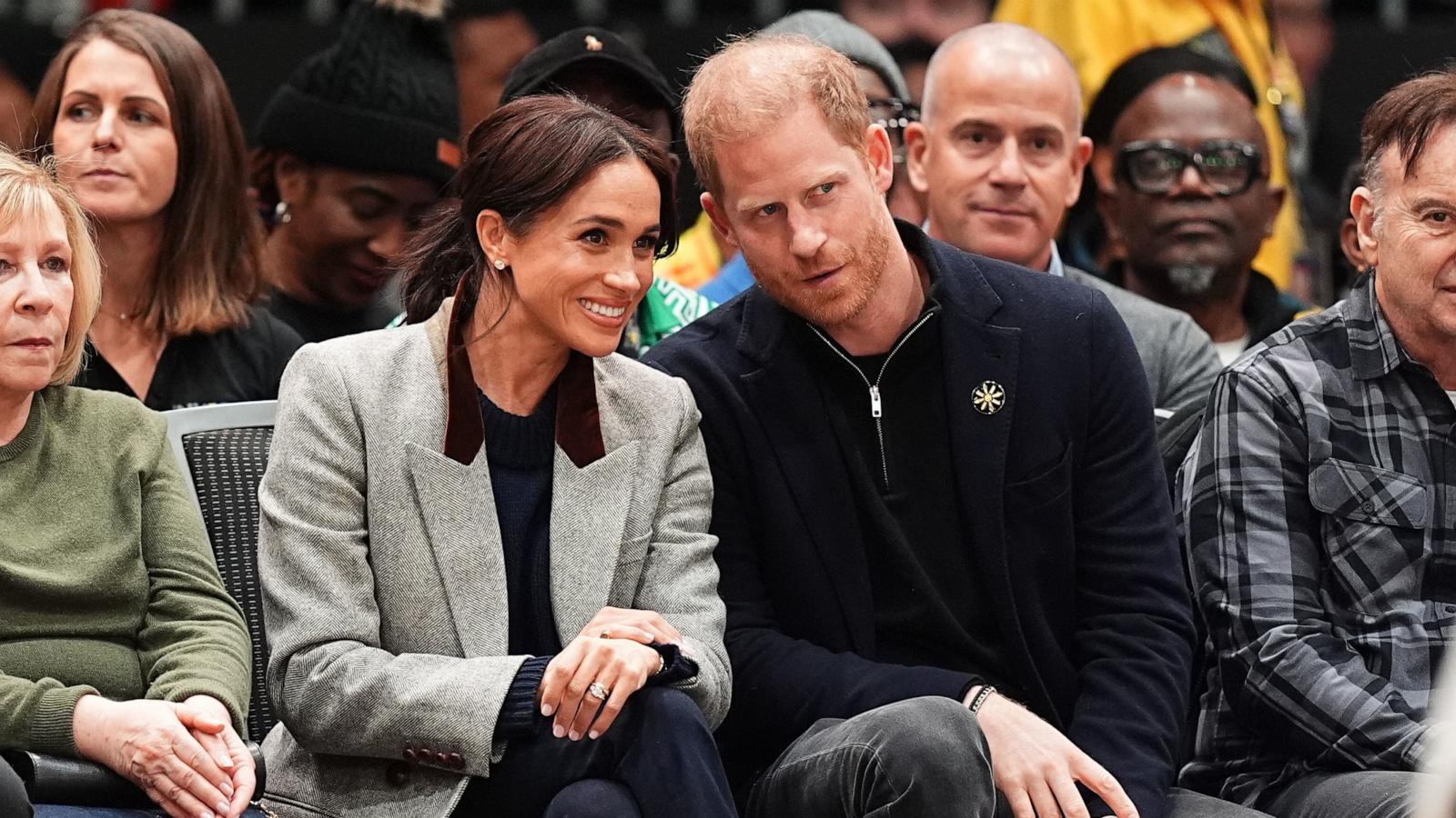 PHOTO: In this Feb. 9, 2025, file photo, the Duke and Duchess of Sussex during the USA v Nigeria wheelchair basketball in the Vancouver Convention Centre (VCC) during the 2025 Invictus Games in Vancouver, Canada.