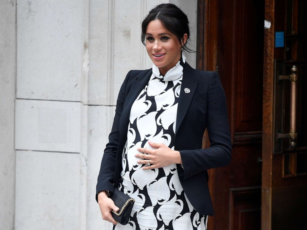 PHOTO: Meghan, Duchess of Sussex, leaves after an International Women's Day panel discussion at King's College London, March 8, 2019. 