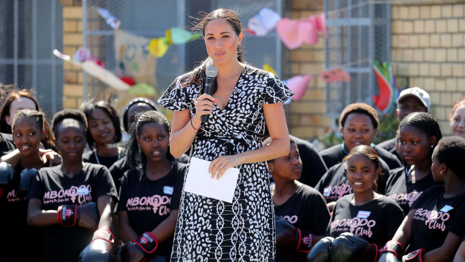 PHOTO: Meghan, Duchess of Sussex speaks at a Justice Desk initiative event in Nyanga township, during their royal tour of South Africa, Sept. 23, 2019 in Cape Town, South Africa.