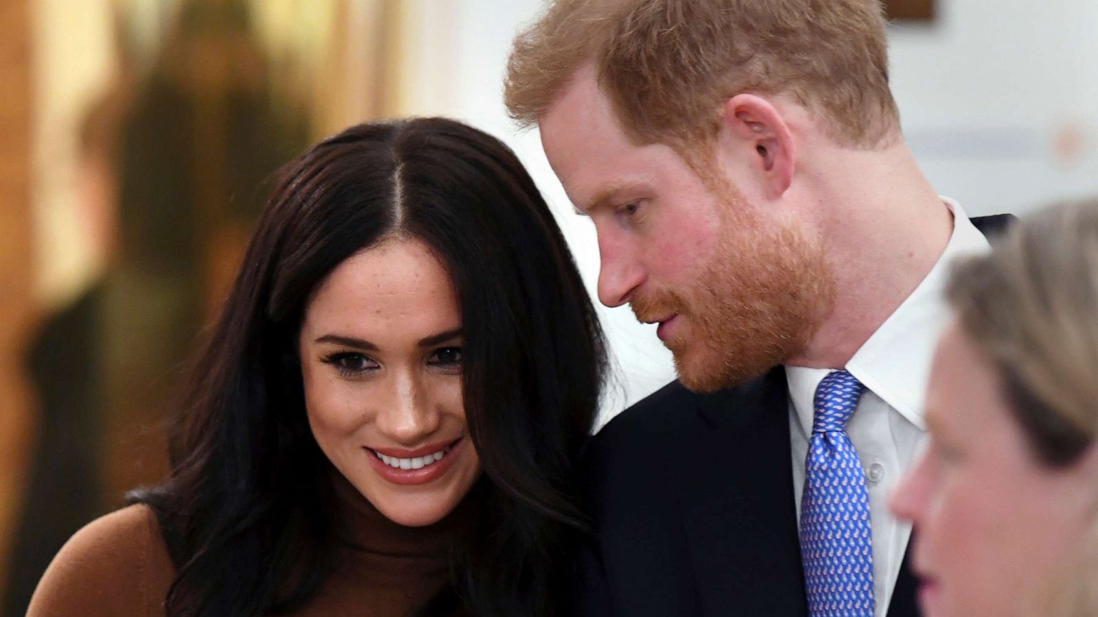 PHOTO: Britain's Prince Harry and Meghan, Duchess of Sussex smile during their visit to Canada House, in London, Jan. 7, 2020.