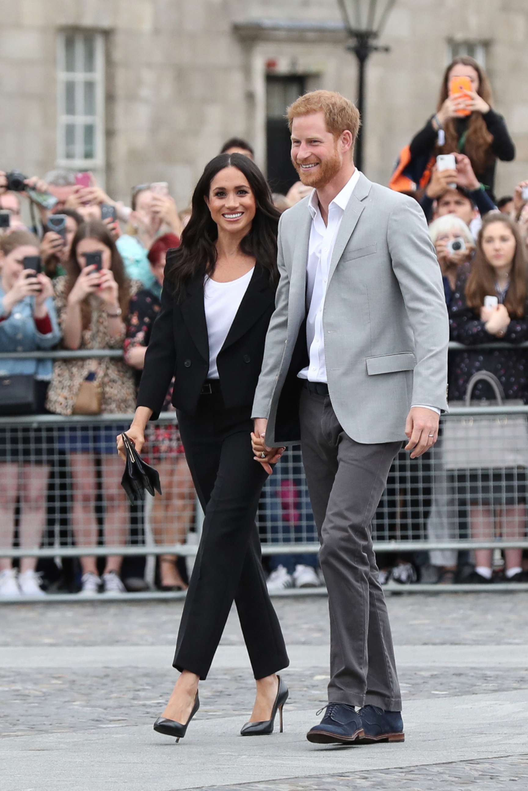 PHOTO: Meghan Markle, Duchess of Sussex and Prince Harry, Duke of Sussex visit Trinity College on the second day of their official two day royal visit to Ireland on July 11, 2018 in Dublin.