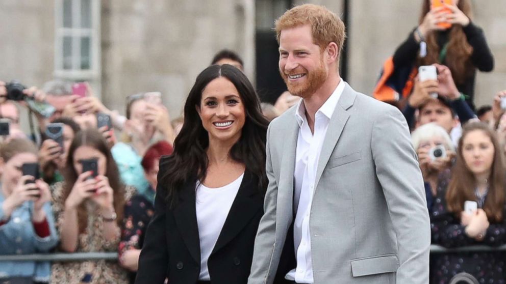 PHOTO: Meghan Markle, Duchess of Sussex and Prince Harry, Duke of Sussex visit Trinity College on the second day of their official two day royal visit to Ireland on July 11, 2018 in Dublin.