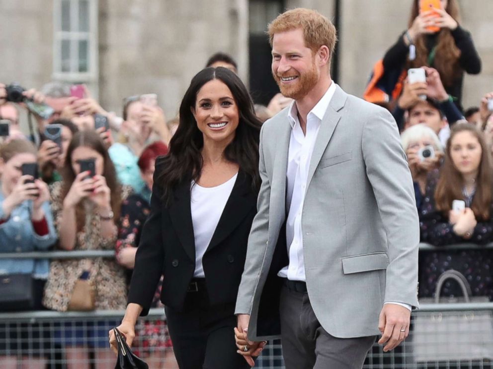 PHOTO: Meghan Markle, Duchess of Sussex and Prince Harry, Duke of Sussex visit Trinity College on the second day of their official two day royal visit to Ireland on July 11, 2018 in Dublin.