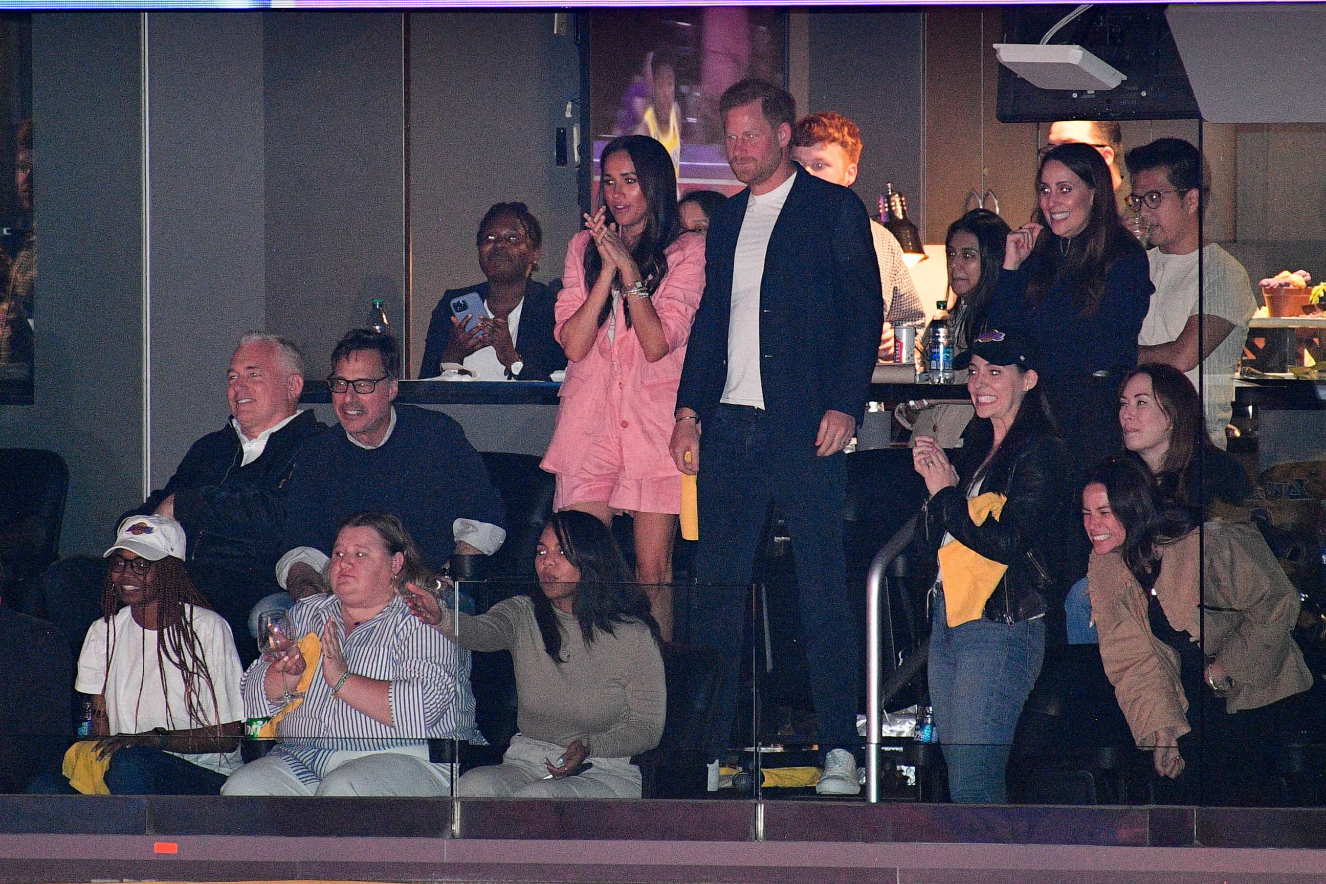 PHOTO: Meghan, Duchess of Sussex and Prince Harry, Duke of Sussex attend a basketball game between the Los Angeles Lakers and the Memphis Grizzlies at Crypto.com Arena on April 24, 2023 in Los Angeles.
