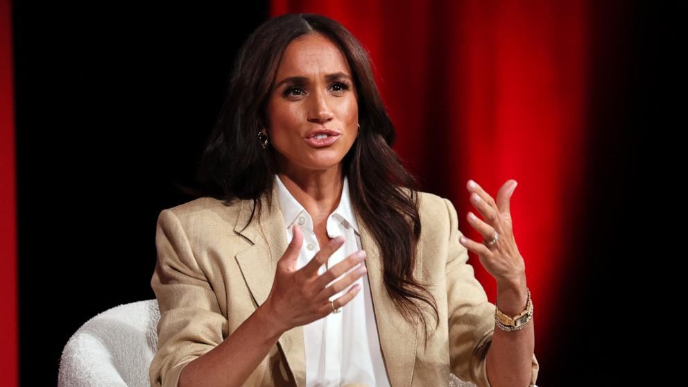 PHOTO: Meghan, Duchess of Sussex speaks during the 2025 TIME100 Summit, April 23, 2025 in New York City. 