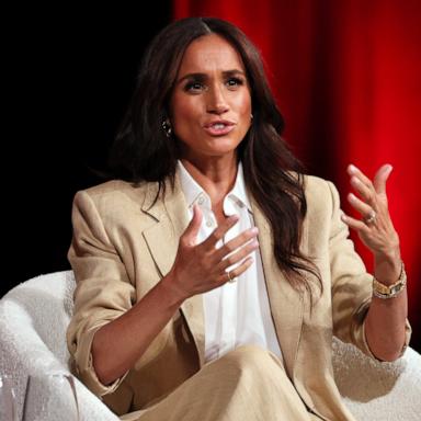 PHOTO: Meghan, Duchess of Sussex speaks during the 2025 TIME100 Summit, April 23, 2025 in New York City. 