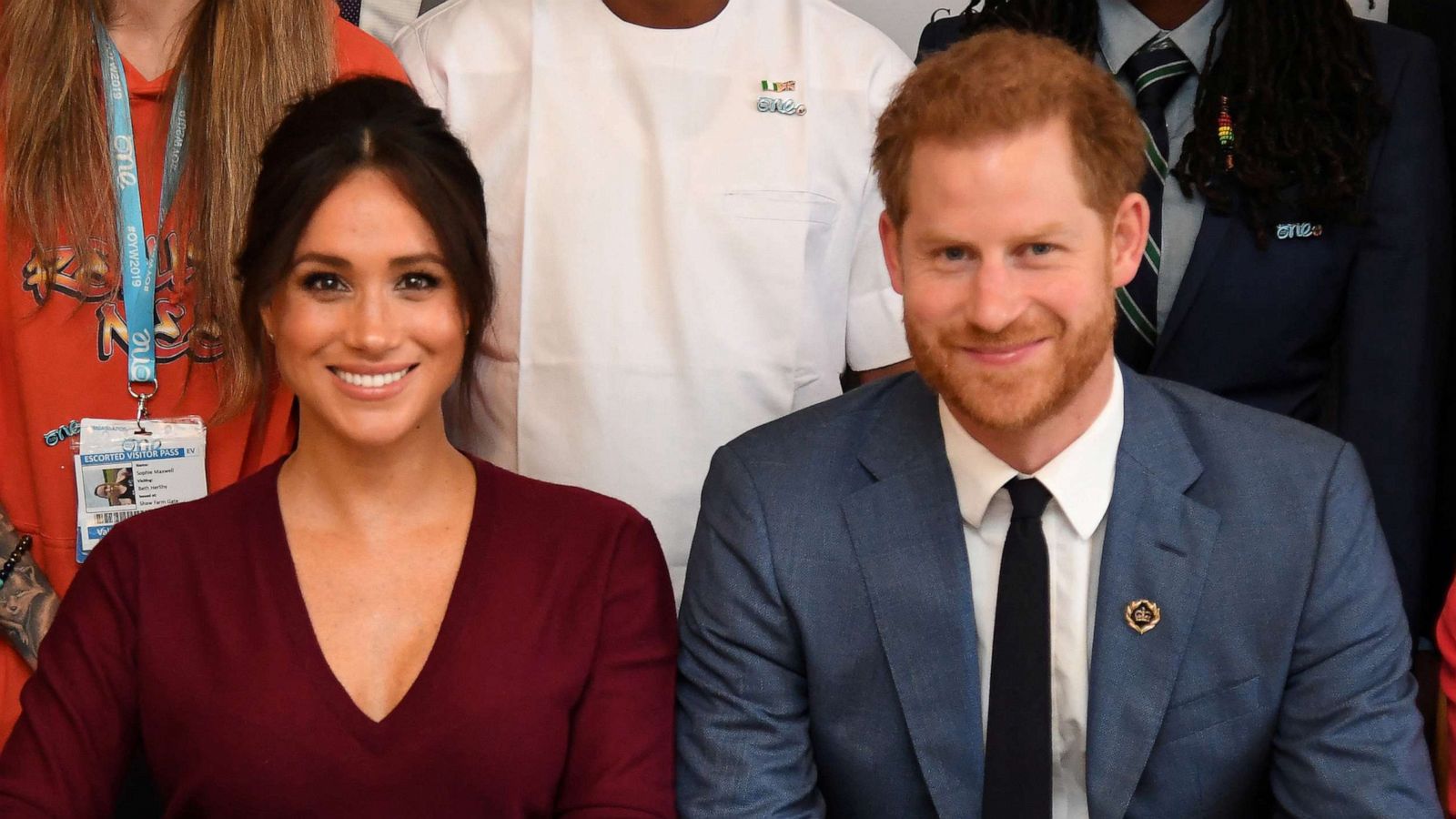 PHOTO: Britain's Meghan, the Duchess of Sussex, and Prince Harry, Duke of Sussex, pose for a picture while attending a roundtable discussion with The Queen's Commonwealth Trust and One Young World at Windsor Castle, Windsor, Britain Oct. 25, 2019.