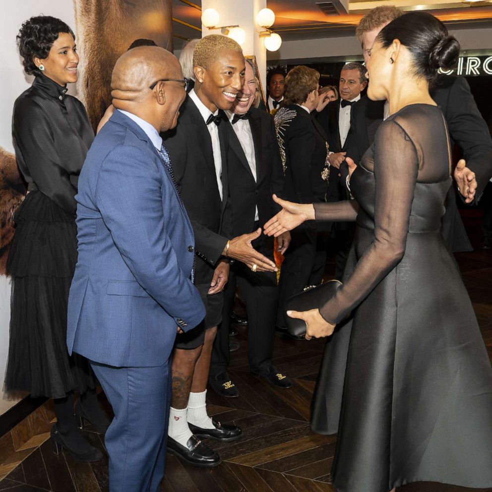 VIDEO: Duchess Meghan speaks about life in public eye with Pharrell Williams at 'Lion King' premiere