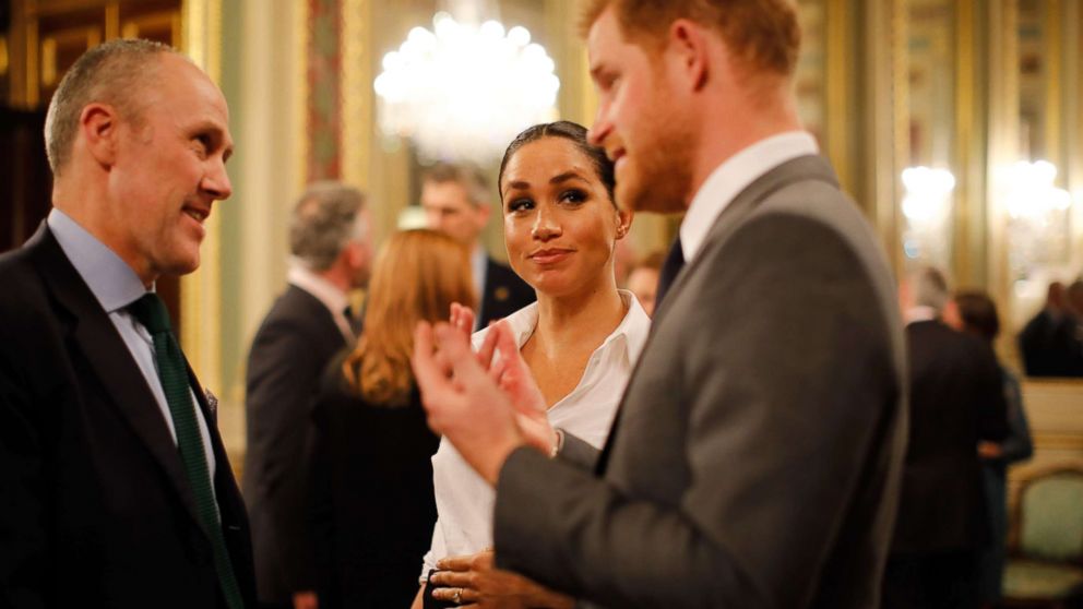 PHOTO: Britain's Prince Harry, Duke of Sussex and Meghan, Duchess of Sussex meet guests at a reception as they attend the annual Endeavour Fund Awards at Drapers Hall in London on Feb. 7, 2019.