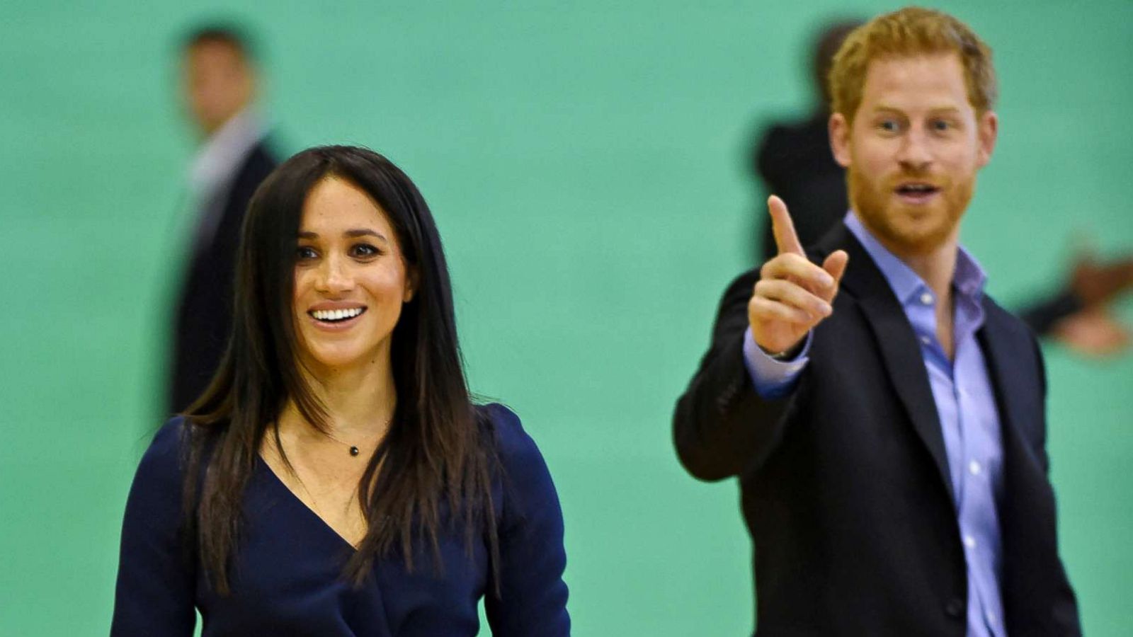 PHOTO: Meghan Markle, Duchess of Sussex and Britain's Prince Harry take part in a sports demonstration with Coach Core apprentices at Loughborough University in Loughborough, Britain, Sept. 24, 2018.