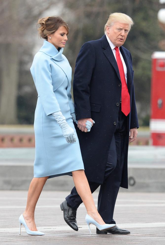 PHOTO: In this Jan. 20, 2017 file photo President Donald Trump and First Lady Melania Trump walk back to the Capitol Building after former President Barack Obama departed the inauguration, on Capitol Hill in Washington, D.C.