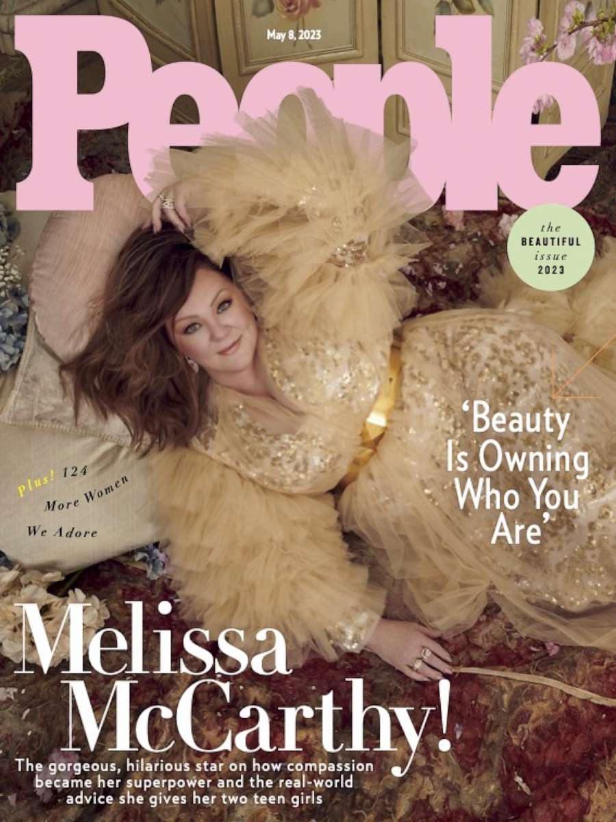 PHOTO: Melissa McCarthy, wearing a champagne-colored gown, appears on the cover of People Magazine's 2023 "Beautiful" issue.