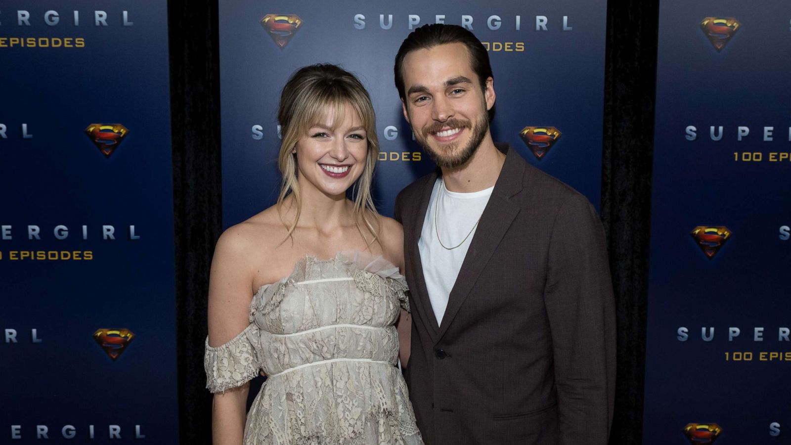 PHOTO: In this Dec. 14, 2019, file photo, Supergirl star Melissa Benoist and actor Chris Wood attend the red carpet for the shows 100th episode celebration in Vancouver, Canada.