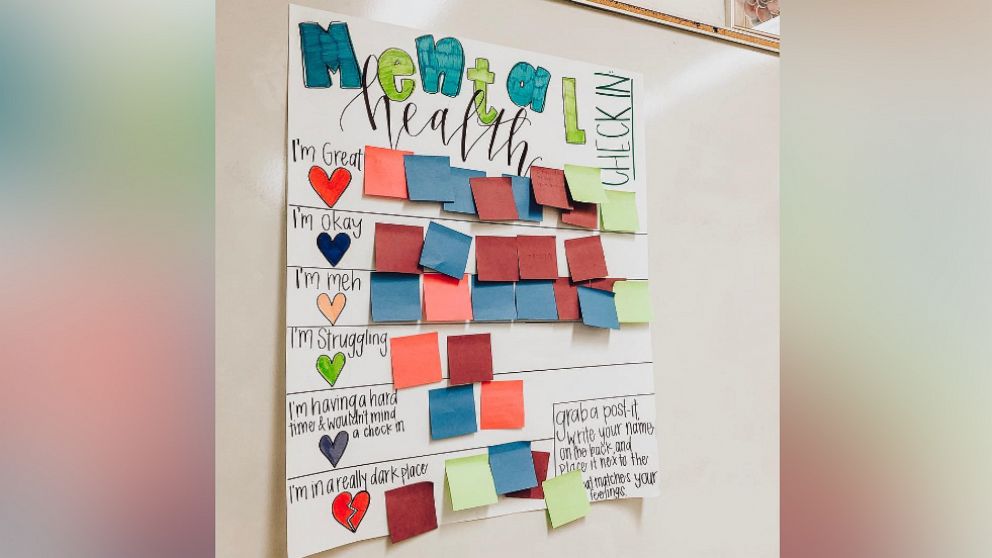 Clever teacher's mental health check-in chart inspires educators to create their own