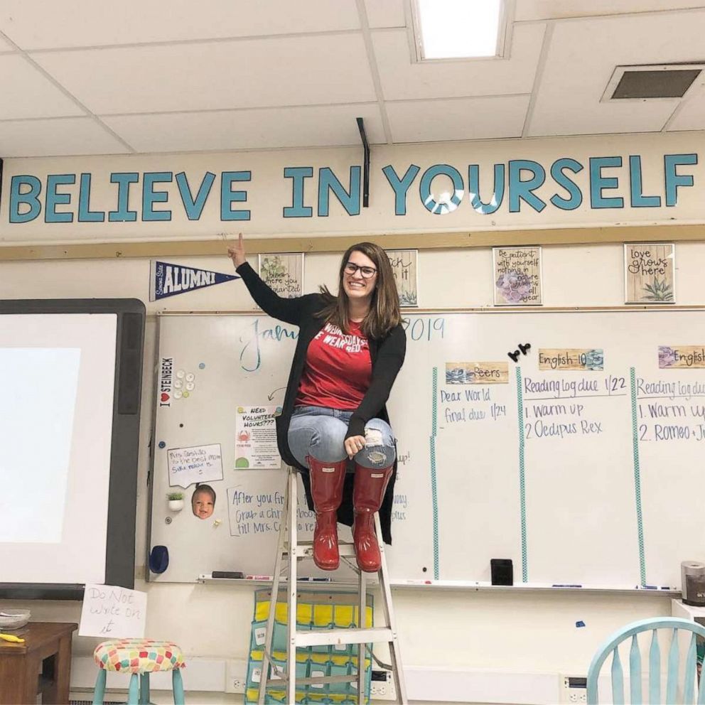 PHOTO: Erin Castillo, an english teacher at John F. Kennedy High School in Freemont, CA, created a mental health check-in chart for her students. Now, teachers all over the world are making their own charts for their classrooms.