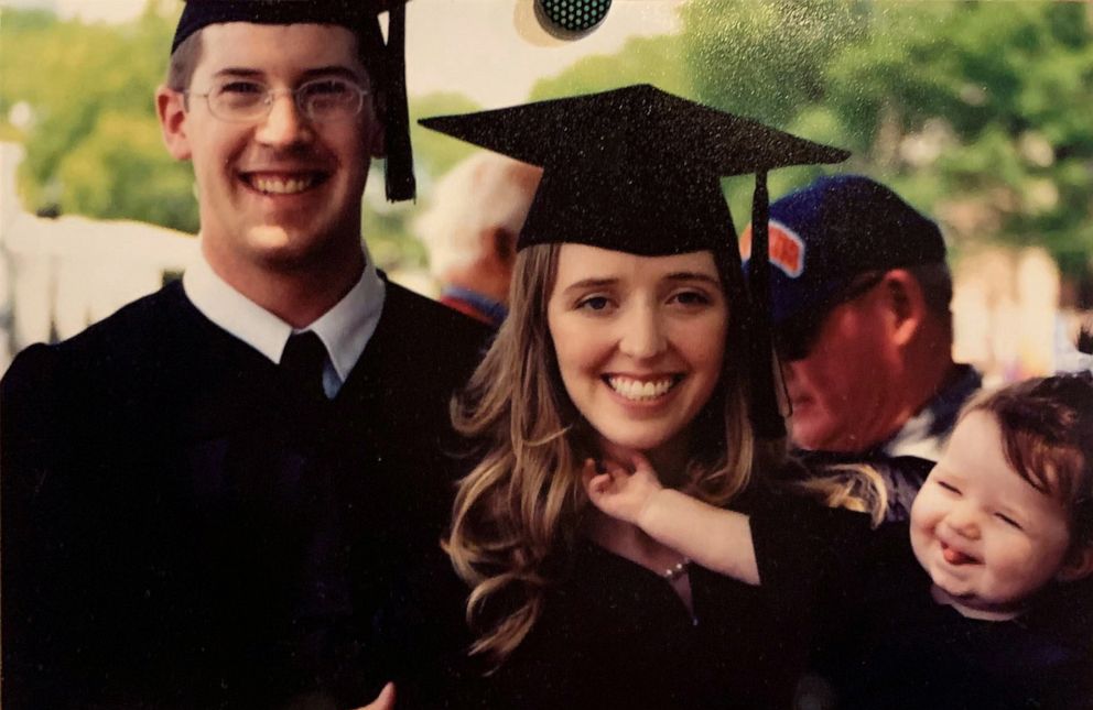 PHOTO: Sarah Merrill poses with her husband and their daughter at their graduation from Dartmouth College.