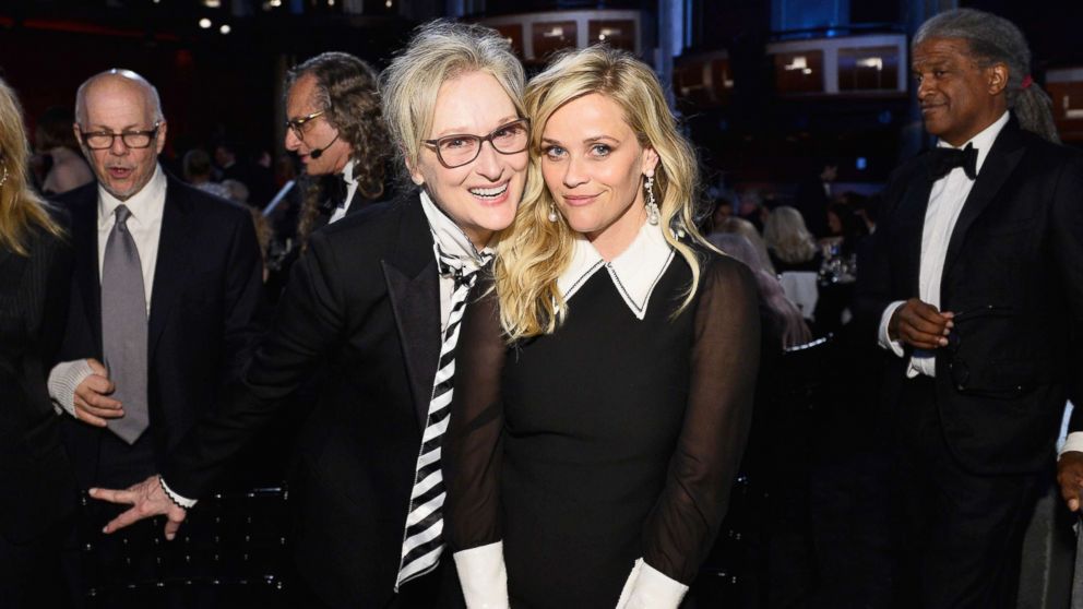 PHOTO: Meryl Streep and Reese Witherspoon pose during American Film Institute's 45th Life Achievement Award Gala Tribute to Diane Keaton, June 8, 2017 in Hollywood.