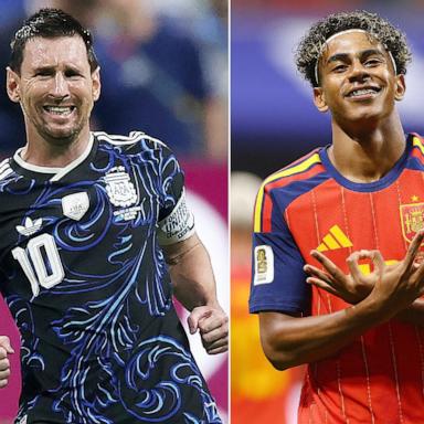 PHOTO: Argentina's Lionel Messi in Atlanta, July 15, 2026 and Spain's Lamine Yamal in Atlanta, June 21, 2026.