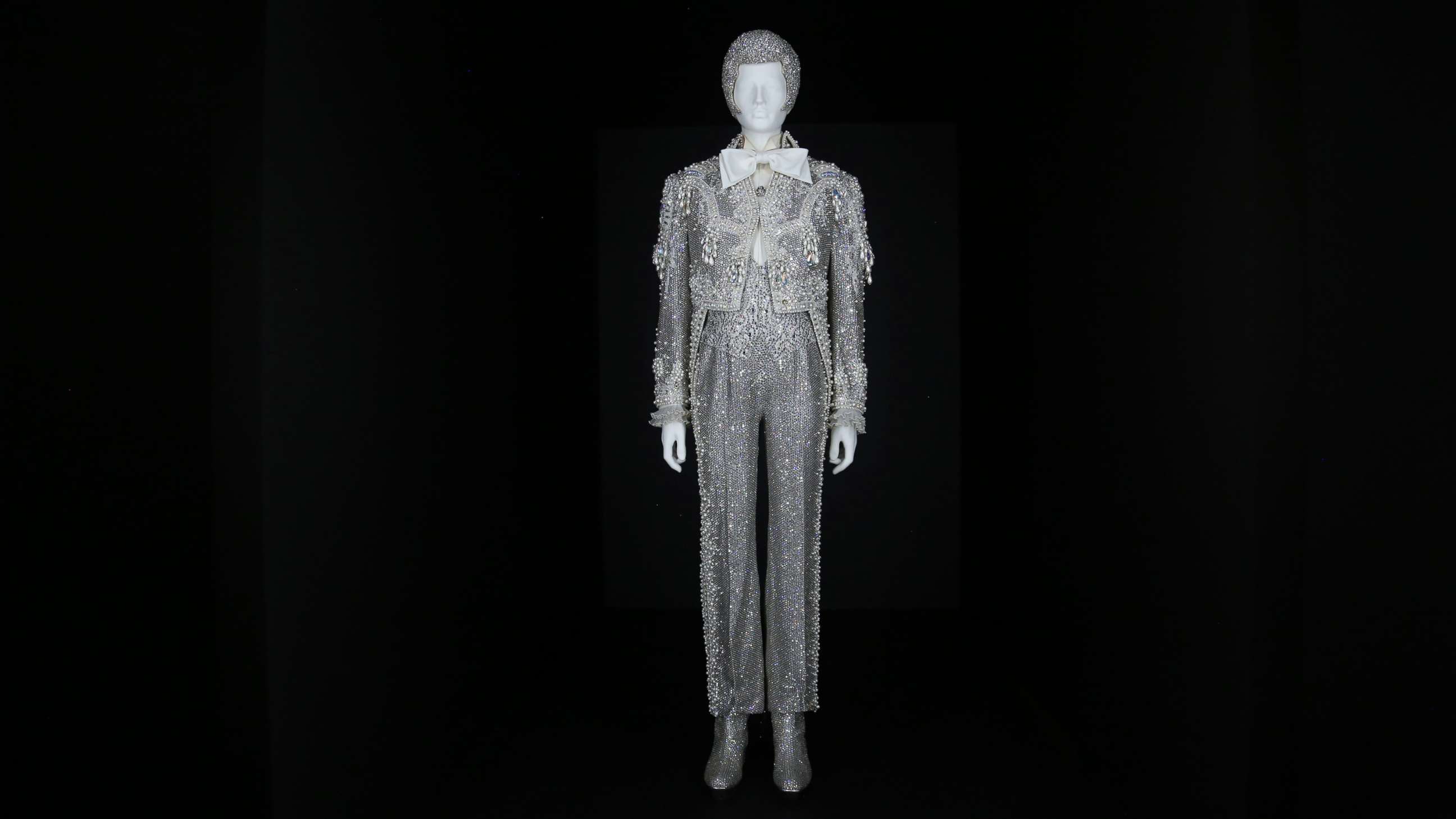 PHOTO: A Michael Travis ensemble from 1982 is on display at the Metropolitan Museum of Art's spring 2019 exhibition "Camp: Notes on Fashion," in New York, May 6, 2019.