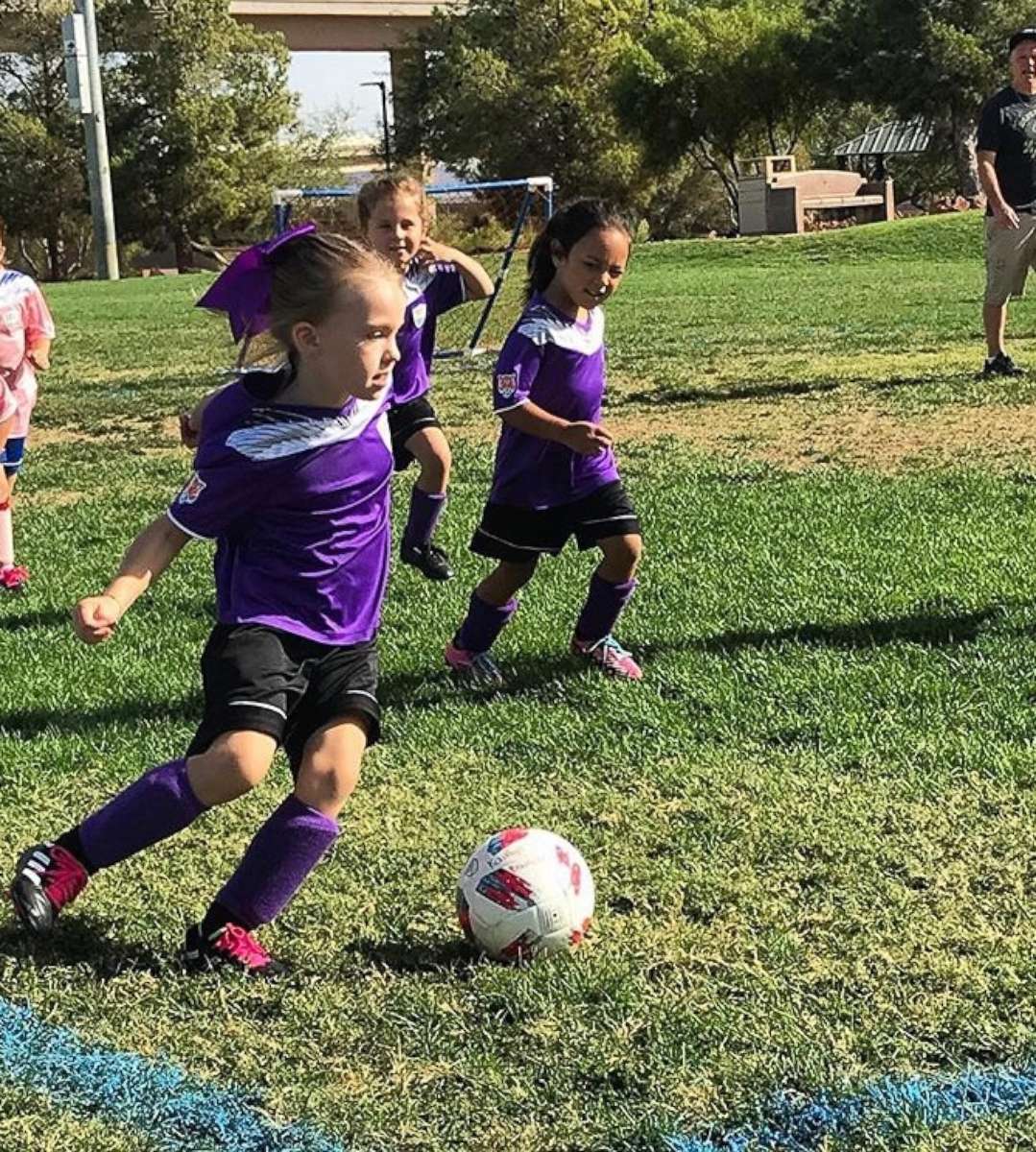 PHOTO: Mia Vane, 8, playing soccer. 
