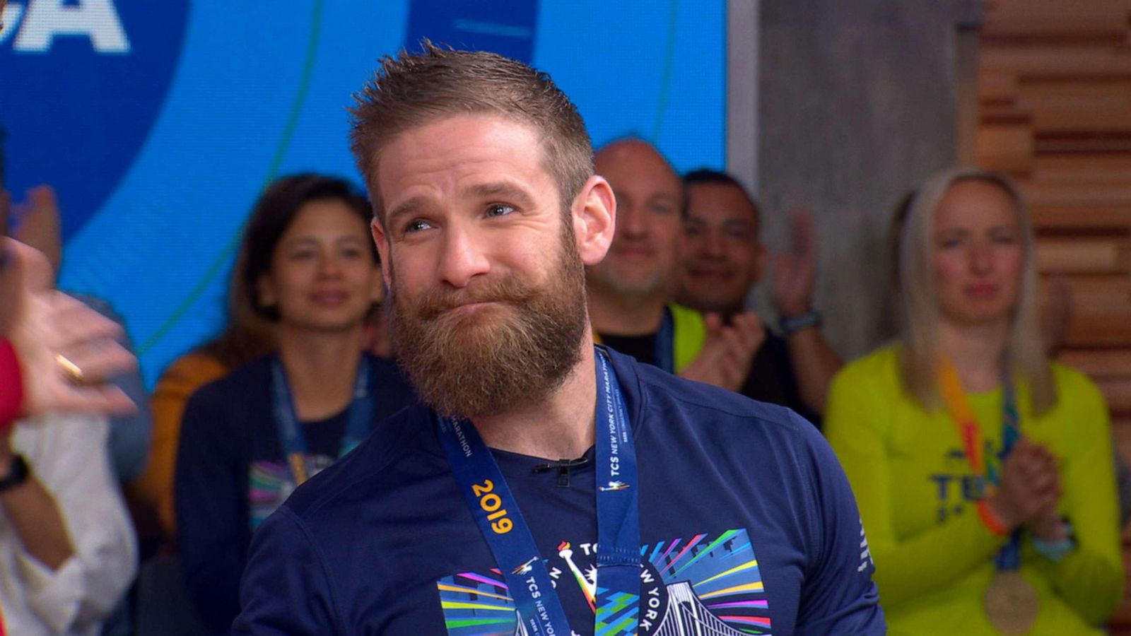 PHOTO: Micah Herndon appears on "Good Morning America," Nov. 4, 2019 after completing the New York City Marathon on Nov. 3, 2019.