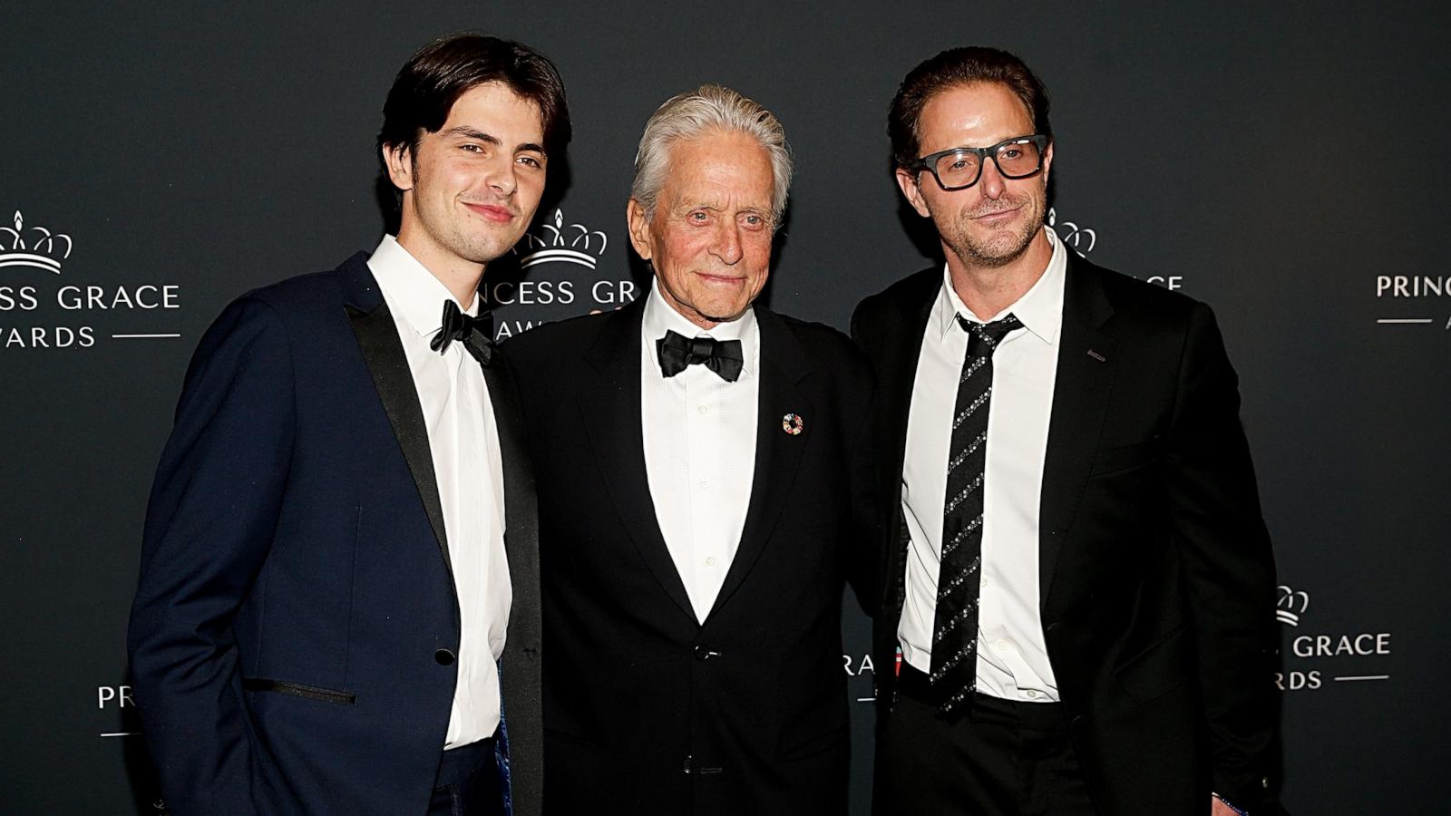 PHOTO: Dylan Douglas, Michael Douglas and Cameron Douglas attend the Princess Grace Awards 40th Anniversary Gala at The Pierre Hotel on October 23, 2024 in New York City.