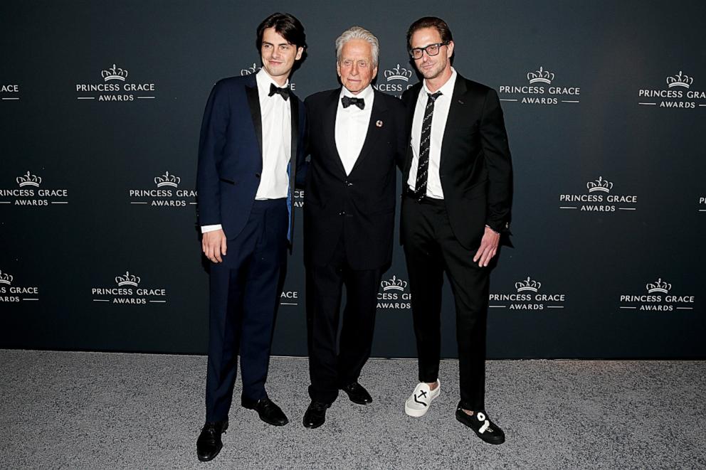 PHOTO: Dylan Douglas, Michael Douglas and Cameron Douglas attend the Princess Grace Awards 40th Anniversary Gala at The Pierre Hotel on October 23, 2024 in New York City.