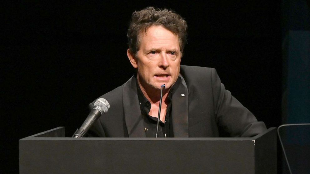 PHOTO: Honoree Michael J. Fox accepts his Lifetime Achievement Award on stage during the Museum of the Moving Image's 2023 Spring Moving Image Awards at Museum of Moving Image on June 06, 2023 in Astoria, New York.