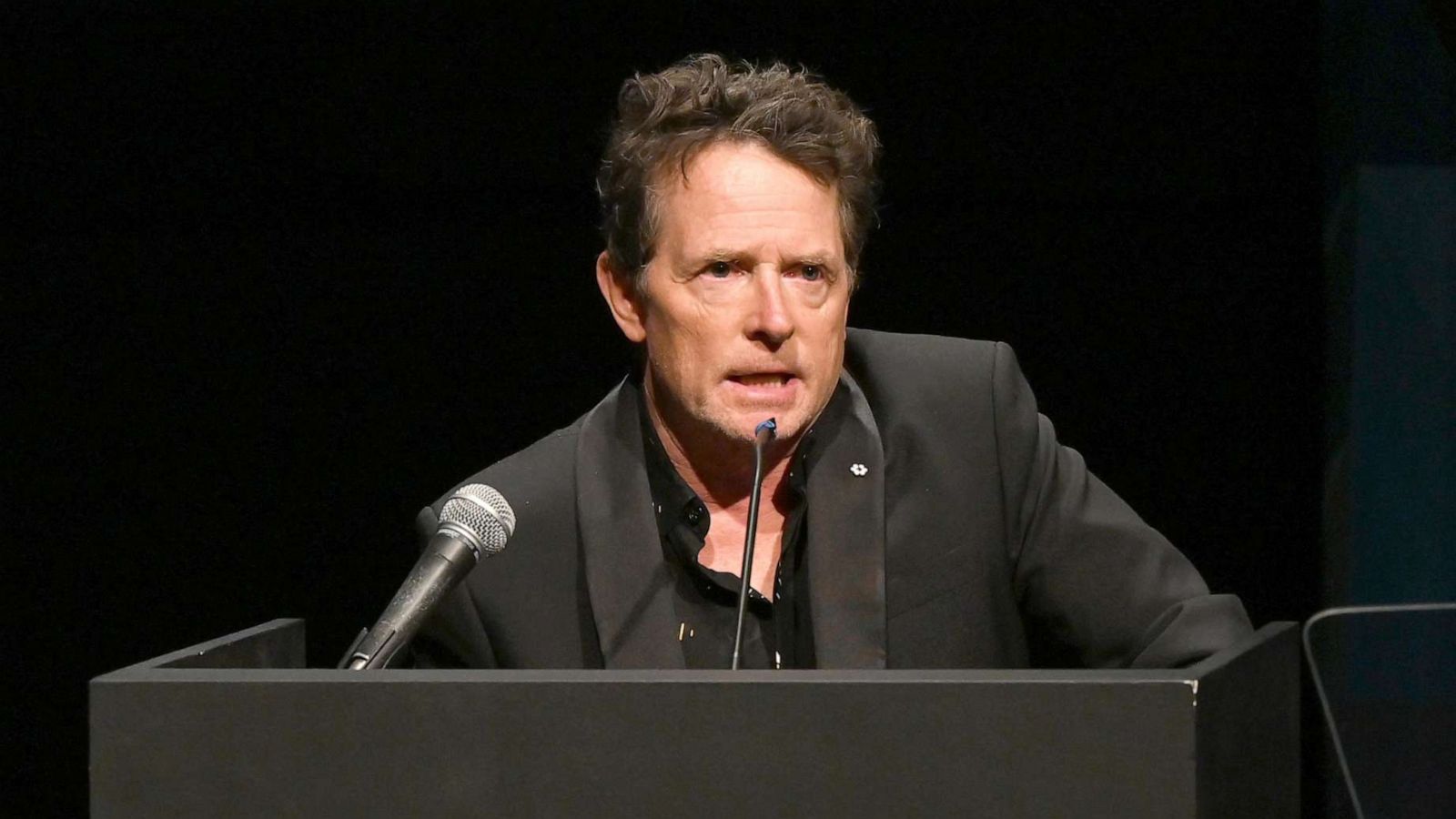 PHOTO: Honoree Michael J. Fox accepts his Lifetime Achievement Award on stage during the Museum of the Moving Image's 2023 Spring Moving Image Awards at Museum of Moving Image on June 06, 2023 in Astoria, New York.