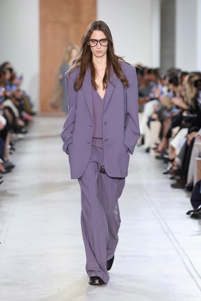 PHOTO: A model walks the runway during the Michael Kors Collection Fall/Winter 2025 Runway Show at Terminal Warehouse on Feb. 11, 2025 in New York City.