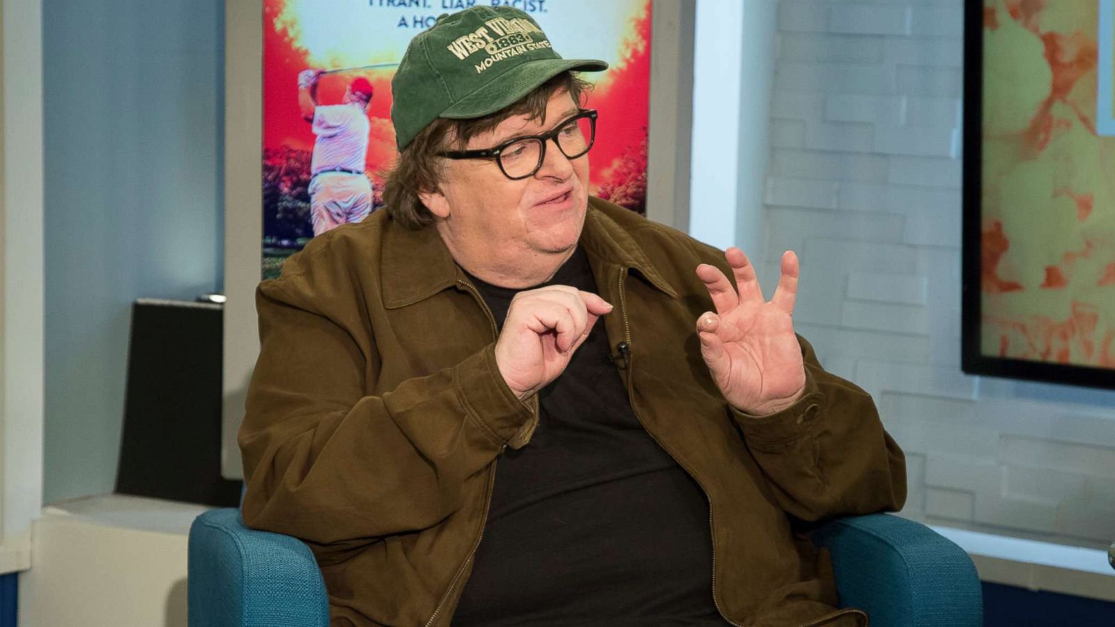 PHOTO: Michael Moore appears on "Popcorn with Peter Travers" at ABC News studios, Sept. 14, 2018, in New York City.