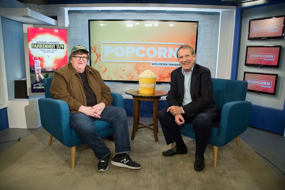 PHOTO: Michael Moore appears on "Popcorn with Peter Travers" at ABC News studios, Sept. 14, 2018, in New York City.