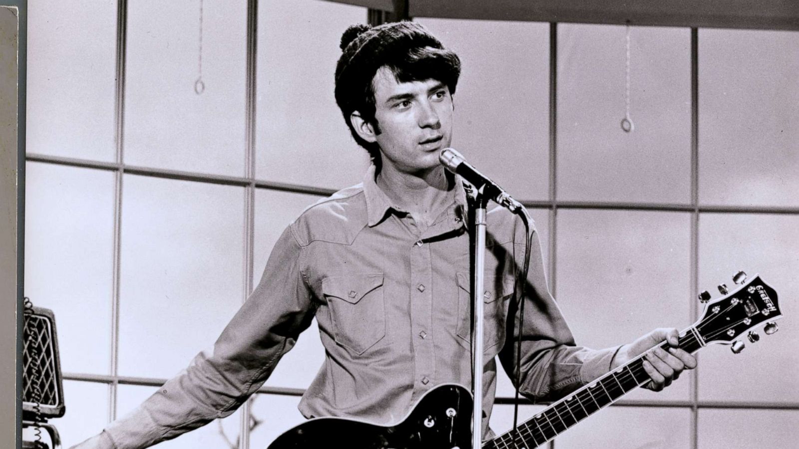 PHOTO: In this undated file photo, Michael Nesmith from the group The Monkees plays his guitar.