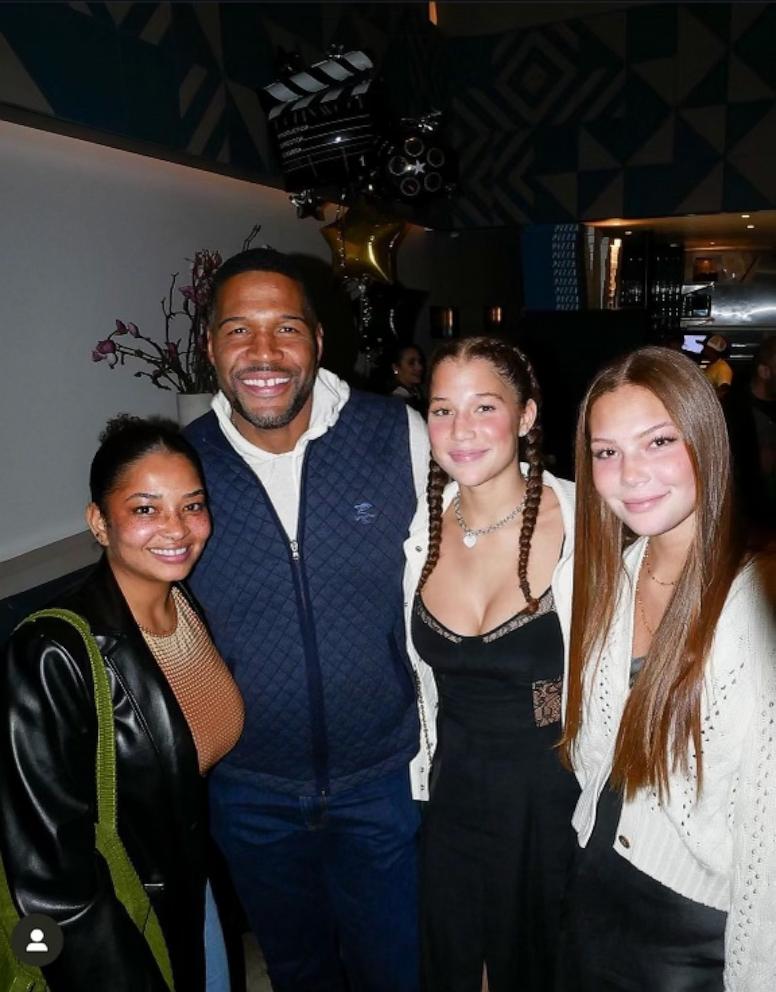 PHOTO: Michael Strahan poses with this three daughters: Tanita Strahan, Isabella Strahan and Sophia Strahan.