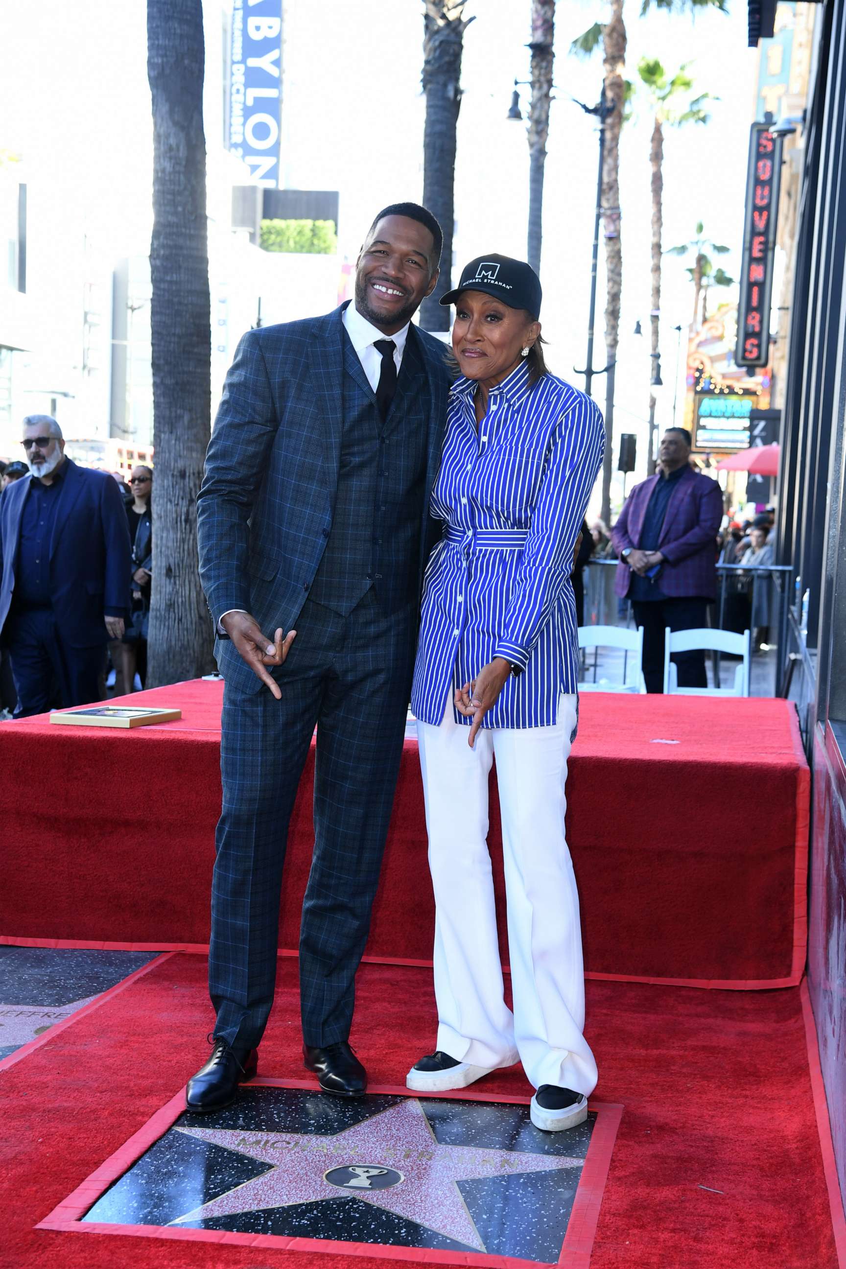 PHOTO: Michael Strahan and television personality Robin Roberts attend The Hollywood Walk of Fame star ceremony honoring Michael Strahan, Jan. 23, 2023, in Los Angeles.