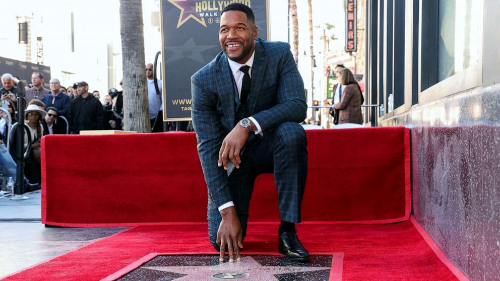 PHOTO: Television personality Michael Strahan poses during his star unveiling ceremony on the Hollywood Walk of Fame, Jan. 23, 2023, in Los Angeles, Calif.
