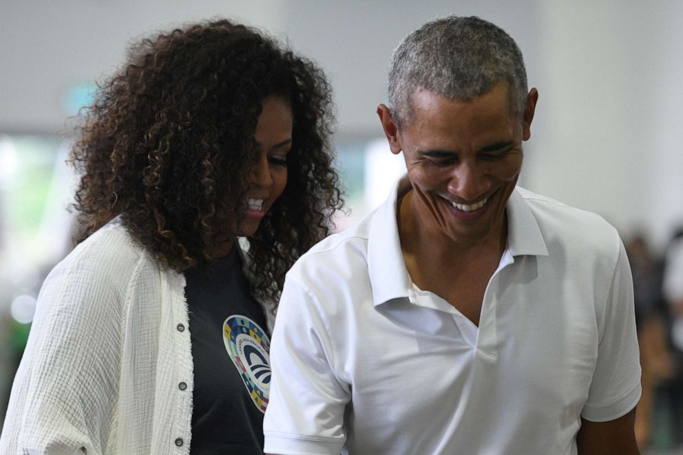 PHOTO: Former President Barack Obama and wife Michelle Obama attend a side event for the Obama Foundation in Kuala Lumpur on Dec. 12, 2019.