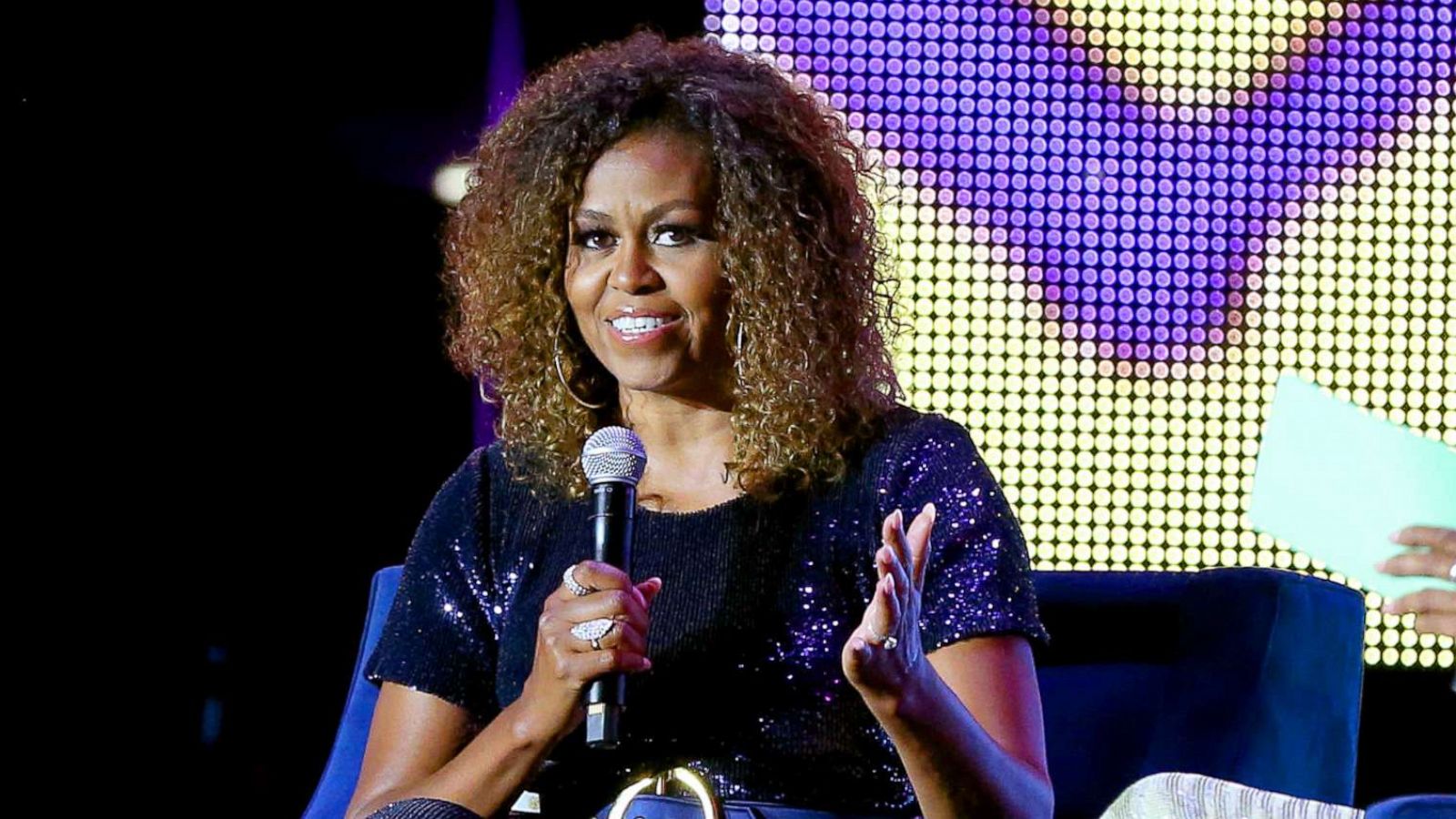 PHOTO: Michelle Obama speaks onstage during the Essence Festival at the Louisiana Superdome on July 06, 2019, in New Orleans.