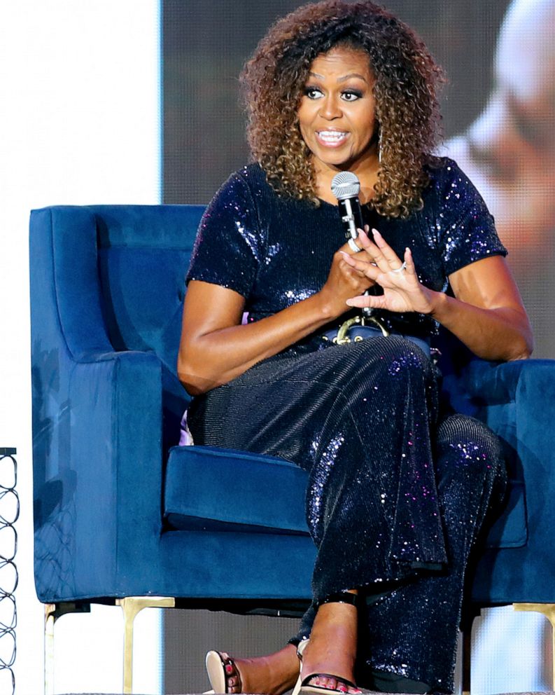 PHOTO: Michelle Obama speaks onstage during the 2019 Essence Festival Presented By Coca-Cola at Louisiana Superdome on July 6, 2019 in New Orleans.