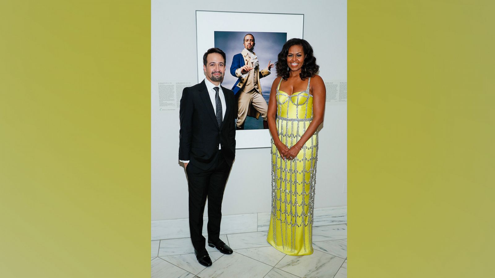 PHOTO: Lin-Manuel Miranda and Michelle Obama attend The 2019 American Portrait Gala at Smithsonian's National Portrait Gallery on Nov 17, 2019, in Washington.