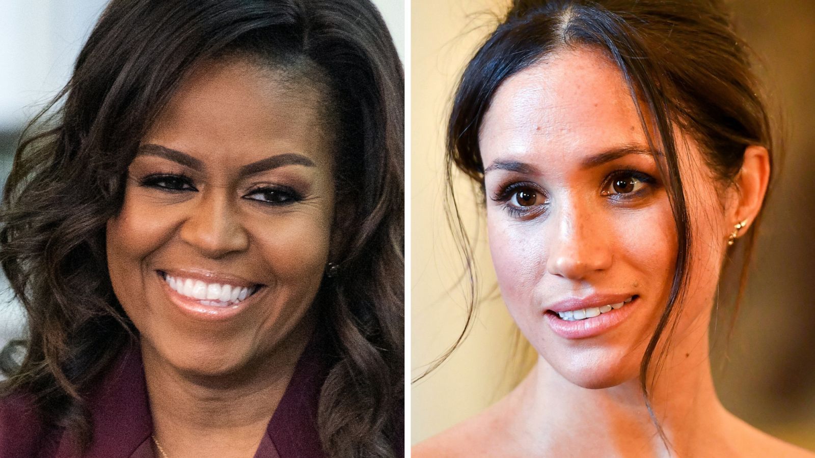 PHOTO: Michelle Obama speaks in Tacoma, Wash., March 24, 2019, and Meghan Markle talks in Wales, Jan. 18, 2018.