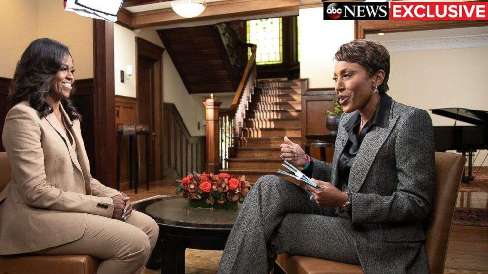 PHOTO: Former first lady Michelle Obama speaks to ABC News' Robin Roberts for a prime-time ABC special on her memoir, "Becoming."