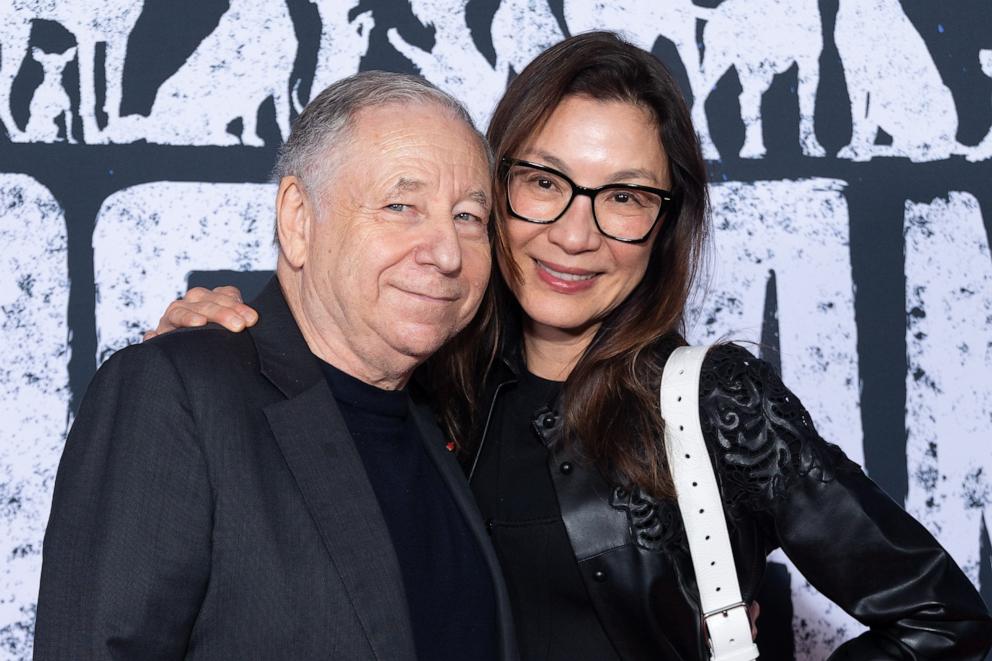 PHOTO: Jean Todt, left, and Michelle Yeoh attend the "Dogman" premiere at Cinema UGC Normandie, Sept. 19, 2023, in Paris.