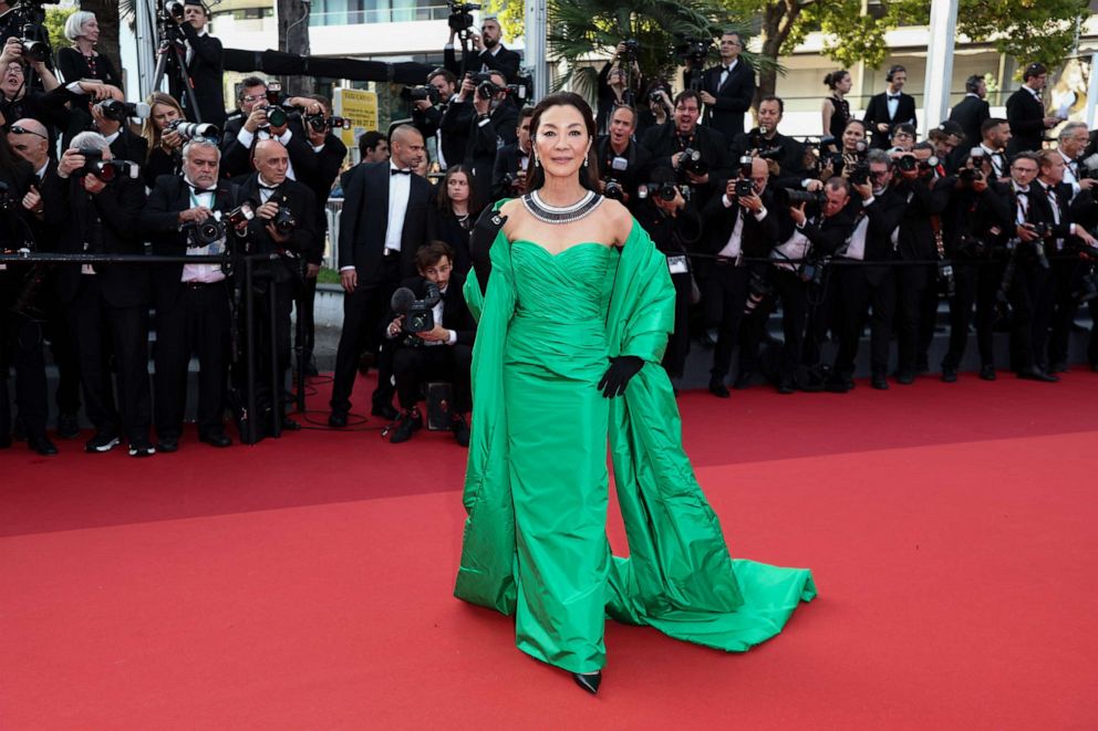 PHOTO: Michelle Yeoh attends the "Firebrand (Le Jeu De La Reine)" red carpet during the 76th annual Cannes film festival at Palais des Festivals on May 21, 2023 in Cannes, France.