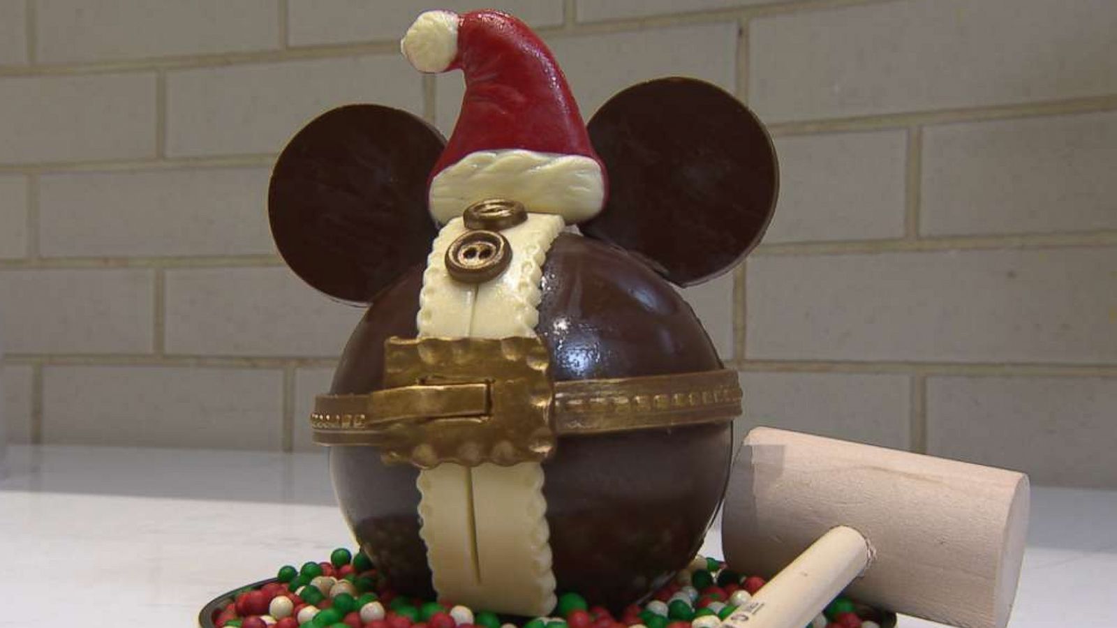 PHOTO: The Ganachery at Disney Springs just unveiled its Chocolate Mickey Santa pinata to celebrate the holiday season.