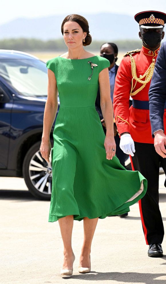 PHOTO: Catherine, Duchess of Cambridge departs from Norman Manley International Airport with Prince William, Duke of Cambridge as part of the Royal tour of the Caribbean, March 24, 2022, in Kingston, Jamaica. 