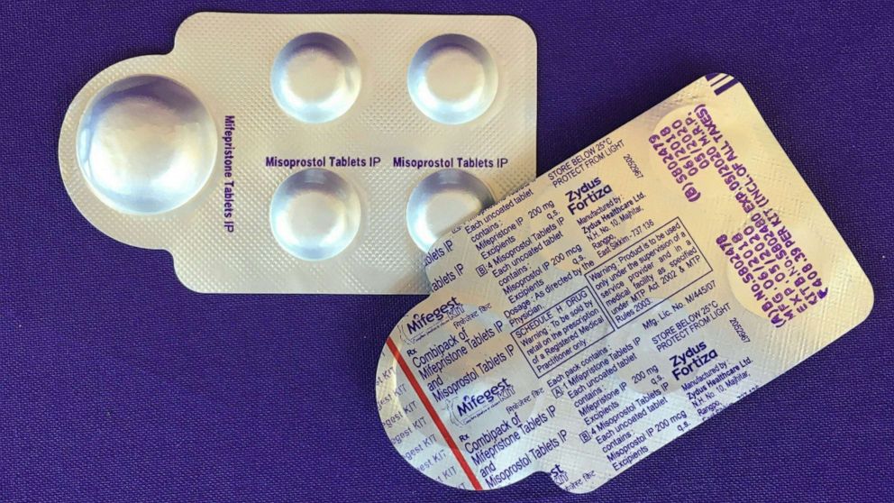 PHOTO: A combination pack of mifepristone, left, and misoprostol tablets, two medicines used together, also called the abortion pill.