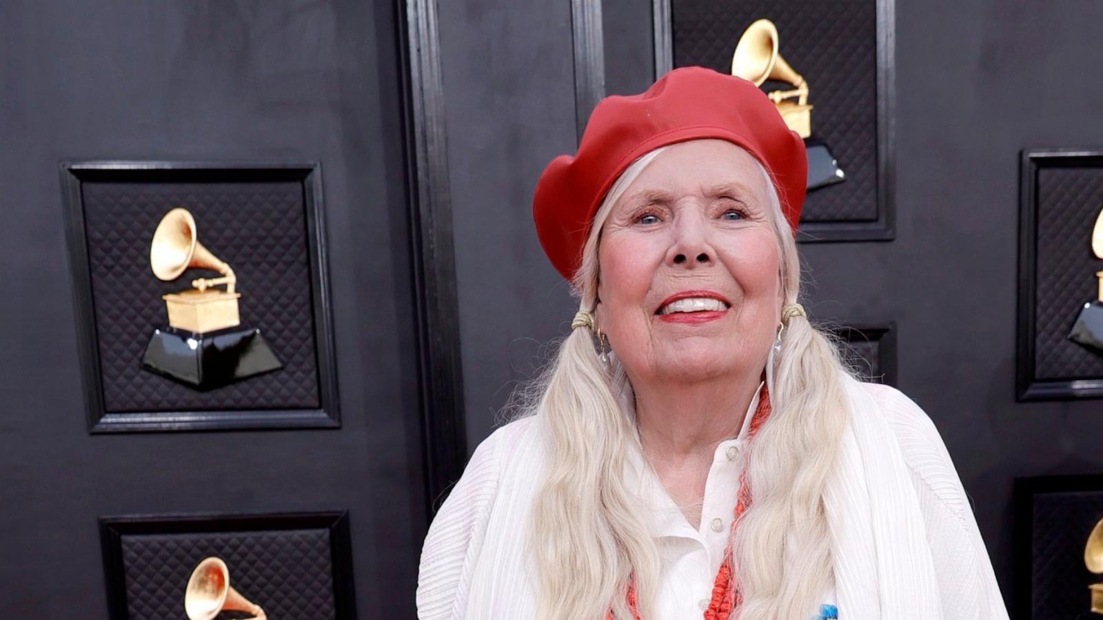 PHOTO: Joni Mitchell attends the 64th Annual GRAMMY Awards at MGM Grand Garden Arena on April 3, 2022 in Las Vegas.